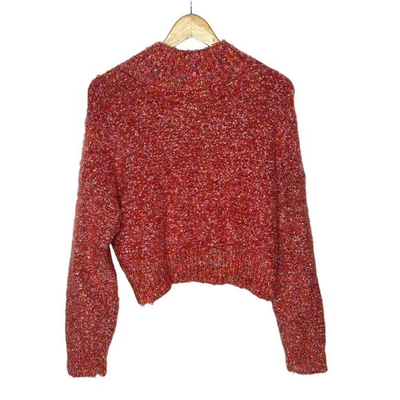 NWT Free People Stardust Marled Mock Neck Pullover Sweater in flame combo S - Picture 5 of 16